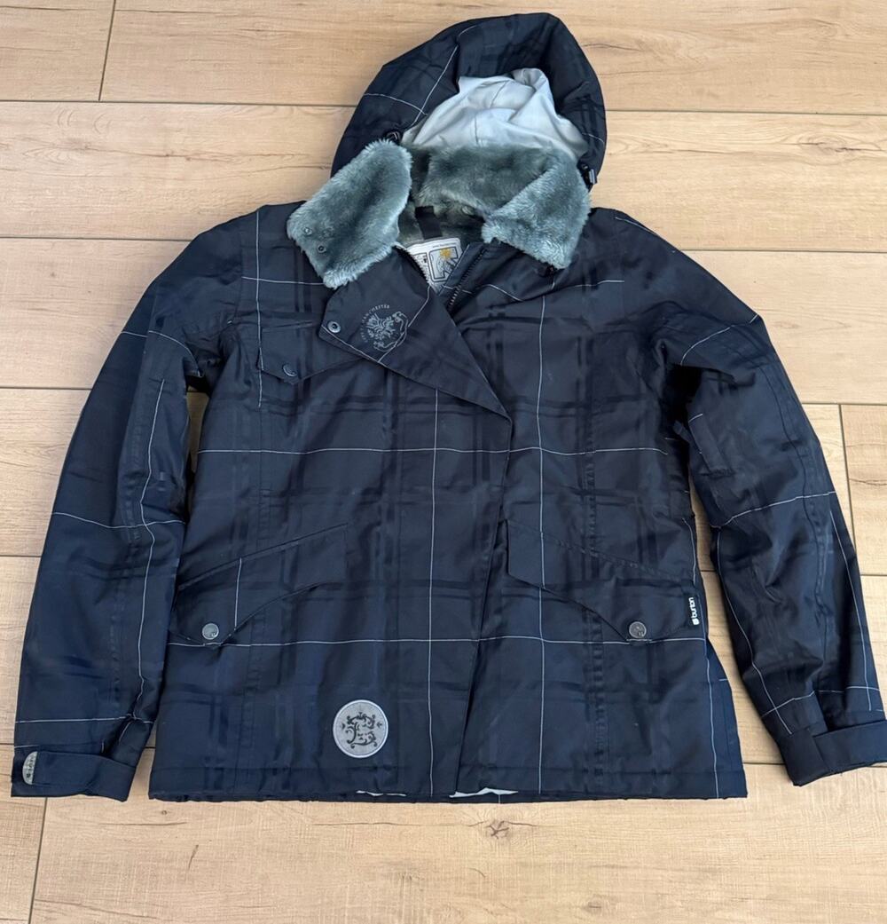 Burton Women’s M Snowboard Ski Jacket Faux Fur Lined Hooded Waterproof Black